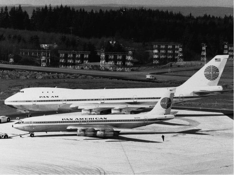 Boeing 747 next to a Boeing 707. Credit: AP
